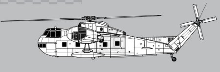 Téléchargez les illustrations : Sikorsky CH-37 Mojave. Dessin vectoriel de l'hélicoptère cargo lourd. Vue latérale. Image pour illustration et infographie. - en licence libre de droit