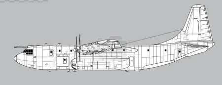 Illustration for Short Belfast C Mk 1. Vector drawing of heavy transport aircraft. Side view. Image for illustration and infographics. - Royalty Free Image