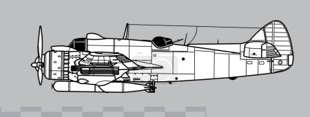 Illustration for Bristol Beaufighter TF Mk.X. Vector drawing of WW2 anti ship strike aircraft. Side view. Image for illustration and infographics. - Royalty Free Image