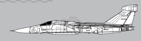 Illustration for General Dynamics, Grumman EF-111A Raven. Vector drawing of reconnaissance and electronic warfare aircraft. Side view. Image for illustration and infographics. - Royalty Free Image