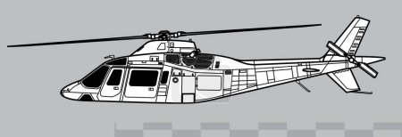 Illustration for Agusta Westland AW109. Agusta A109. Vector drawing of utility helicopter. Side view. Image for illustration and infographics. - Royalty Free Image