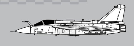 Ilustración de HAL LCA Tejas Mark 1A. Dibujo vectorial de caza ligero multifunción. Vista lateral. Imagen para ilustración e infografía. - Imagen libre de derechos