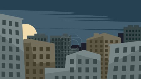 Illustration for Earlier morning. The sun rises over the sleeping city. Vector image for prints, poster and illustrations. - Royalty Free Image