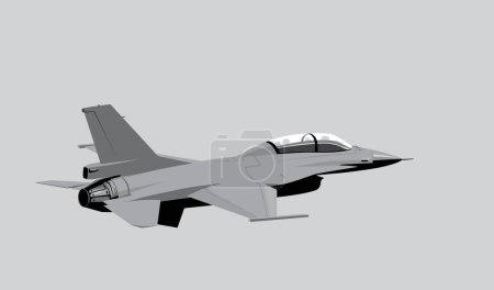 Dibujo estilizado de un avión de combate moderno. Imagen vectorial para ilustraciones.