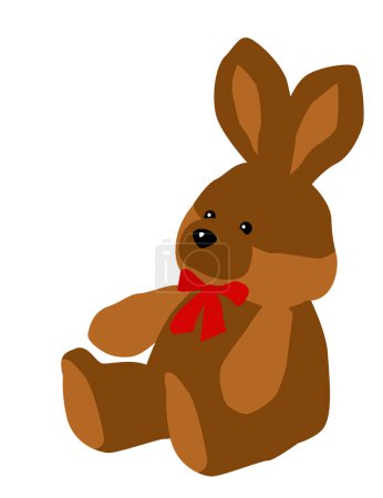 Sad rabbit from childhood. Forgotten soft toy. Vector image for prints, poster and illustrations.
