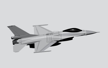 Téléchargez les illustrations : Lockheed Martin F-16 Faucon combattant. Image stylisée d'un chasseur à réaction moderne. Image vectorielle pour gravures, affiches et illustrations. - en licence libre de droit