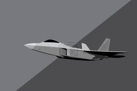 Ilustración de Lockheed Martin F-22 Raptor. Imagen estilizada de un caza a reacción moderno. Imagen vectorial para impresiones, póster e ilustraciones. - Imagen libre de derechos