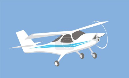 Luftsport. Ein kleines Sportflugzeug fliegt am Himmel. Vektorbild für Drucke, Poster und Illustrationen.