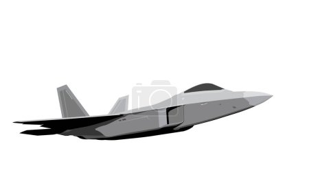 Ilustración de Dibujo estilizado de un avión militar moderno. Imagen vectorial para impresiones, póster e ilustraciones. - Imagen libre de derechos