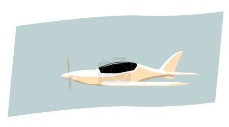 Air sports. A small sports plane flies in the sky. Vector image for prints, poster and illustrations.