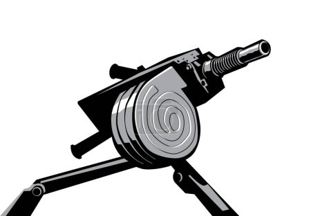 Illustration for AGS-17 Plamya. Automatic grenade launcher on tripod. Isolated. Vector image for prints, poster and illustrations. - Royalty Free Image