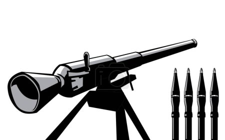 SPG-9 Kopyo. Rifle antitanque sin retroceso con munición. Imagen vectorial para impresiones, póster e ilustraciones.