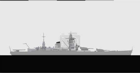 DUNKERQUE 1937. Crucero de batalla de la Marina francesa. Imagen vectorial para ilustraciones e infografías.