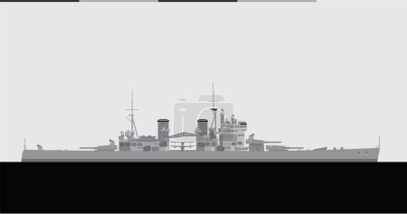 Illustration for HMS KING GEORGE V 1940. Royal Navy battleship. Vector image for illustrations and infographics. - Royalty Free Image