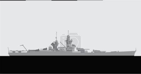 RICHELIEU 1940. acorazado de la Marina francesa. Imagen vectorial para ilustraciones e infografías.