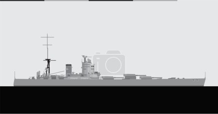 HMS NELSON 1927. Royal Navy battleship. Vector image for illustrations and infographics.