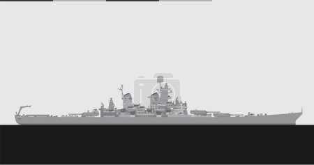 USS IOWA 1943. United States Navy battleship. Vector image for illustrations and infographics.