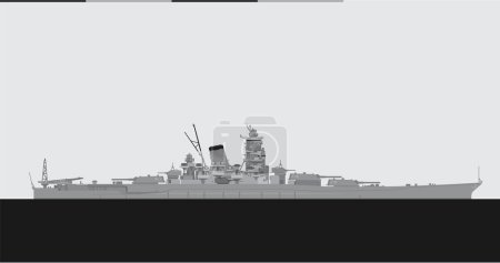 IJN YAMATO 1941. Kriegsschiff der Kaiserlichen Japanischen Marine. Vektorbild für Illustrationen und Infografiken.
