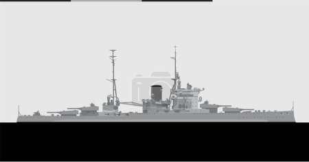 HMS QUEEN ELIZABETH 1942. acorazado de la Marina Real. Imagen vectorial para ilustraciones e infografías.