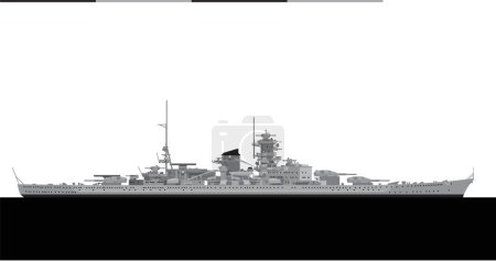 Illustration for SCHARNHORST 1939. German Kriegsmarine battlecruiser. Vector image for illustrations and infographics. - Royalty Free Image