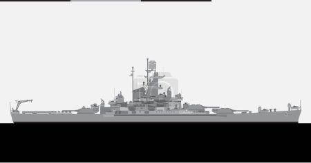 USS SOUTH DAKOTA 1942. United States Navy battleship. Vector image for illustrations and infographics.
