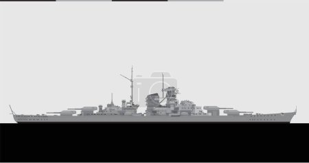BISMARCK 1940. acorazado alemán Kriegsmarine. Imagen vectorial para ilustraciones e infografías.