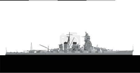 Illustration for IJN HIEI 1942. Imperial Japanese Navy Kongo-class battlecruiser. Vector image for illustrations and infographics. - Royalty Free Image