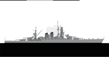 CAIO DUILIO 1940. Italian navy Andrea Doria class battleship. Vector image for illustrations and infographics.