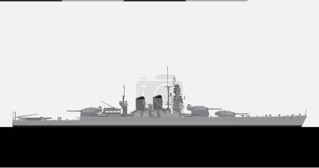 Illustration for VITTORIO VENETO 1940. Italian Regia Marina battleship. Vector image for illustrations and infographics. - Royalty Free Image