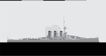 Tigre HMS. Crucero de batalla de la Marina Real. Imagen vectorial para ilustraciones e infografías.