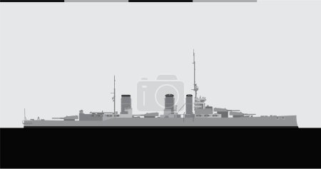 HMS Queen Mary. Crucero de batalla de la Marina Real. Imagen vectorial para ilustraciones e infografías.