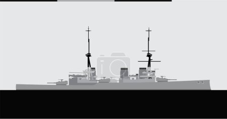 HMS Invencible. Crucero de batalla de la Marina Real. Imagen vectorial para ilustraciones e infografías.