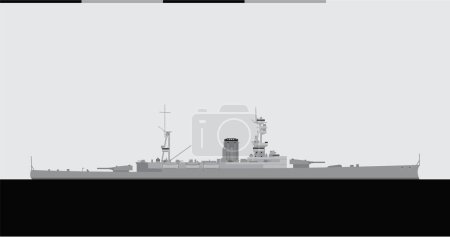 HMS Valiente. Crucero de batalla de la Marina Real. Imagen vectorial para ilustraciones e infografías.