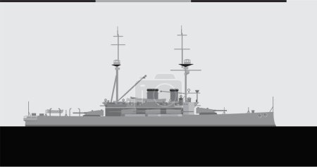 HMS LORD NELSON 1908. acorazado de la Marina Real. Imagen vectorial para ilustraciones e infografías.