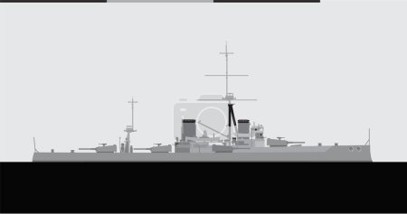 HMS DREADNOUGHT 1906. Schlachtschiff der Royal Navy. Vektorbild für Illustrationen und Infografiken.