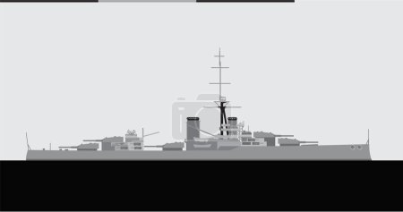 HMS ORION 1912. acorazado de la Marina Real. Imagen vectorial para ilustraciones e infografías.
