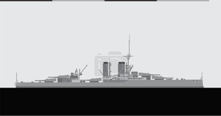 Illustration for HMS KING GEORGE V 1912. Royal Navy battleship. Vector image for illustrations and infographics. - Royalty Free Image