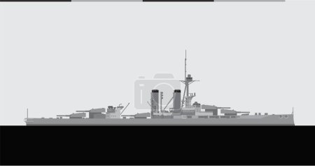 Illustration for HMS IRON DUKE 1914. Royal Navy battleship. Vector image for illustrations and infographics. - Royalty Free Image