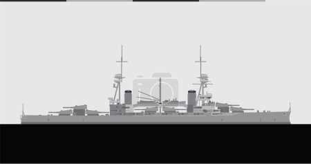 HMS AGINCOURT 1914. acorazado de la Marina Real. Imagen vectorial para ilustraciones e infografías.