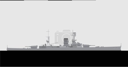 Ilustración de HMS FURIOSO. Crucero de batalla ligero de la Marina Real. Imagen vectorial para ilustraciones e infografías - Imagen libre de derechos