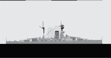 Illustration for HMS REVENGE 1916. Royal Navy battleship. Vector image for illustrations and infographics. - Royalty Free Image