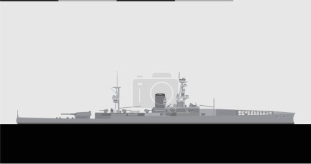 HMS FURIOUS 1917. Royal navy aircaft carrier. Vector image for illustrations and infographics