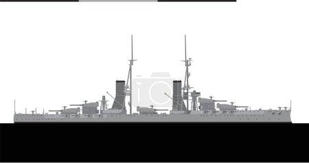 CAIO DUILIO 1915. Nave de guerra italiana Andrea Doria clase acorazado. Imagen vectorial para ilustraciones e infografías.