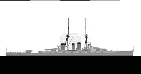 IJN HIEI 1914. Crucero de batalla clase Kongo de la Armada Imperial Japonesa. Imagen vectorial para ilustraciones e infografías.