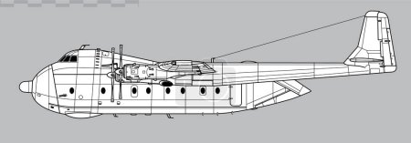 Illustration for Armstrong Whitworth Argosy C Mk.1. Vector drawing of transport aircraft. Side view. Image for illustration and infographics. - Royalty Free Image