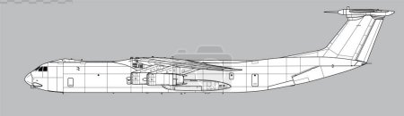 Ilustración de Lockheed C-141B Starlifter. Dibujo vectorial de aeronaves de transporte estratégico. Vista lateral. Imagen para ilustración e infografía. - Imagen libre de derechos