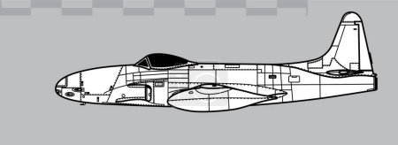 Téléchargez les illustrations : Lockheed P-80C Shooting Star. Dessin vectoriel des premiers avions de chasse à réaction. Vue latérale. Image pour illustration et infographie. - en licence libre de droit