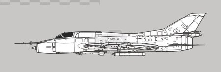 Ilustración de Sukhoi Su-22M Fitter-F. Dibujo vectorial de aviones cazabombardero. Vista lateral. Imagen para ilustración e infografía. - Imagen libre de derechos