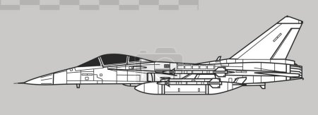 Illustration for AIDC F-CK-1 Ching-kuo. Vector drawing of multirole tactical fighter. Side view. Image for illustration and infographics. - Royalty Free Image
