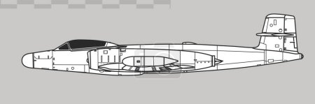Téléchargez les illustrations : Avro Canada CF-100 Mk5 Canuck. Dessin vectoriel des avions intercepteurs longue portée. Vue latérale. Image pour illustration et infographie. - en licence libre de droit